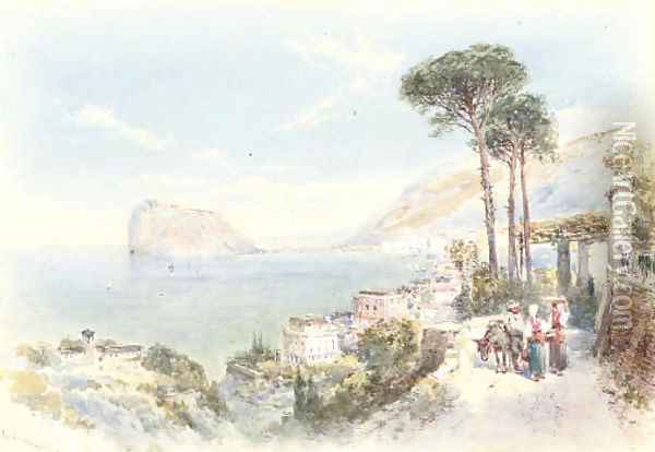 Peasants conversing on the Italian coast (one illustrated) Oil Painting - Charles Rowbotham