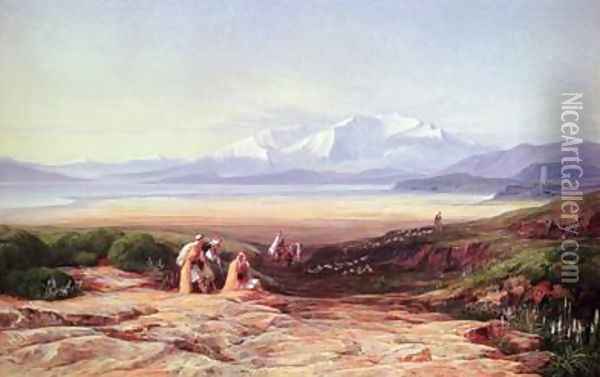 Mount Parnassus Lake Cephissus and the Plains of Boetia Greece Oil Painting - Edward Lear