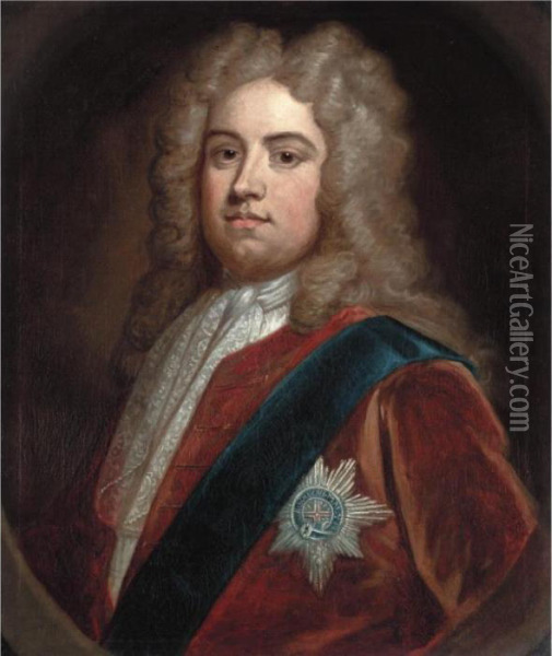 Portrait Of Charles, 2nd Viscount Townshend (1674-1738) Oil Painting - Sir Godfrey Kneller