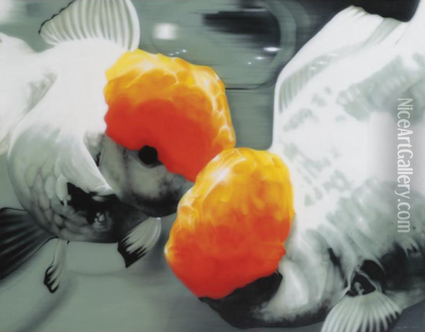 Two Goldfish Oil Painting - Xia Hui