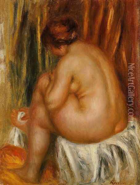 After Bathing (nude Study) Oil Painting - Pierre Auguste Renoir