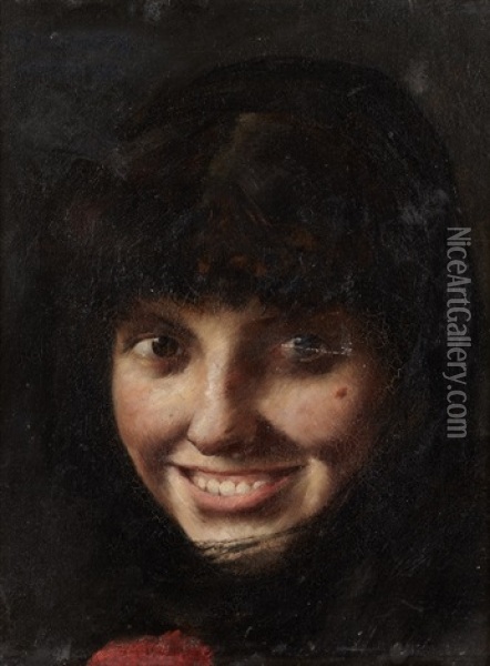 Smiling Young Girl Oil Painting - Lovis Corinth