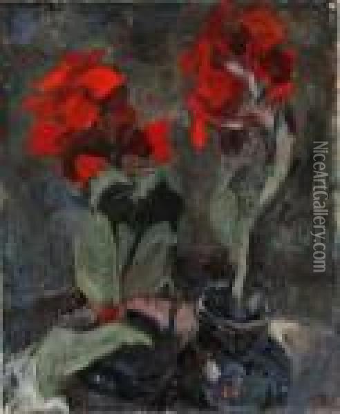 Zatisie S Cervenymi Kosatcami Oil Painting - Samuel John Peploe