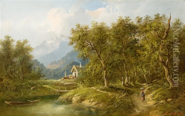 Partie Bei Salzburg Oil Painting - Eduard Boehm