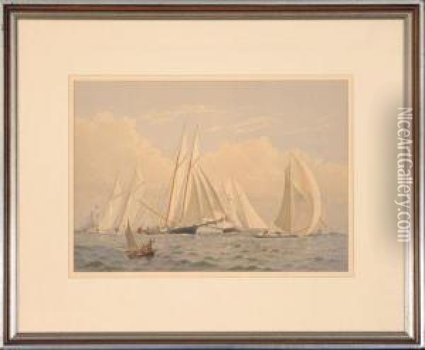 By Southwest Spit 
Crossing The Line-newyork Bay 
And 
Sandy Hook To Theneedles Oil Painting - Frederick Schiller Cozzens
