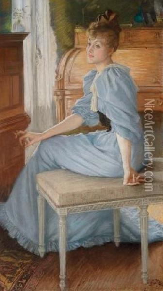 Portrait Of Henriette De Bonnieres Oil Painting - James Jacques Joseph Tissot