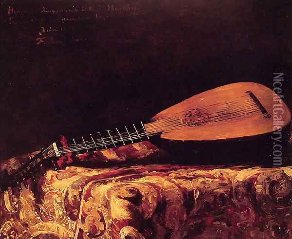 The Mandolin Oil Painting - Ferdinand Victor Leon Roybet