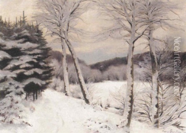 Skovparti, Vinter Oil Painting - Hans Mortensen Agersnap