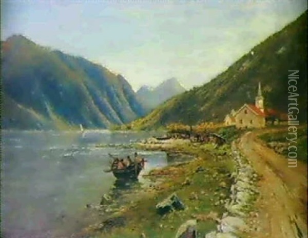 Tjaerland Oil Painting - Holger Hvitfeldt Jerichau