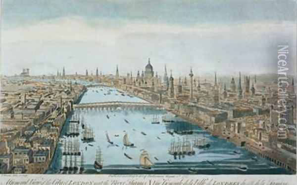 A General View of the City of London and the River Thames, plate 2 from 'Views of London', 1794 Oil Painting - Thomas Bowles