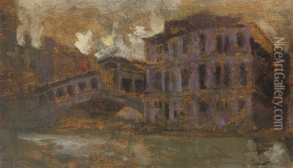 The Rialto Bridge And Palazzo Camerlenghi Oil Painting - Walter Sickert