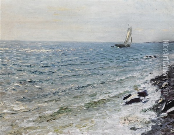 Yacht At Sea Oil Painting - Nikolai Nikanorovich Dubovskoy