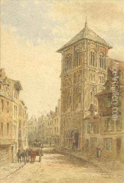 Cathedralof St. Pierre, Poitiers; Convent Gate, Tours A Pair Oil Painting - Francis Philip Barraud