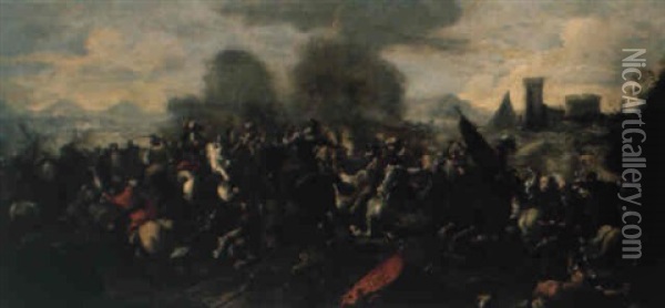 Choc De Cavalerie Oil Painting - Jacques Courtois
