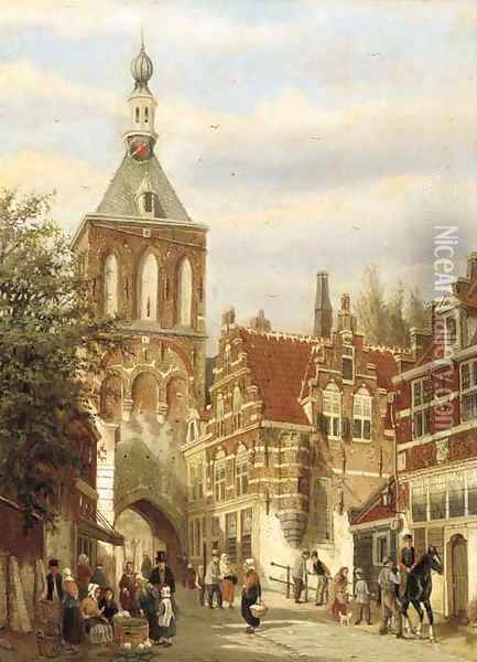 A Dutch street market Oil Painting - Dutch School