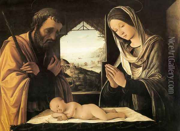 Nativity 1490 Oil Painting - Lorenzo Costa