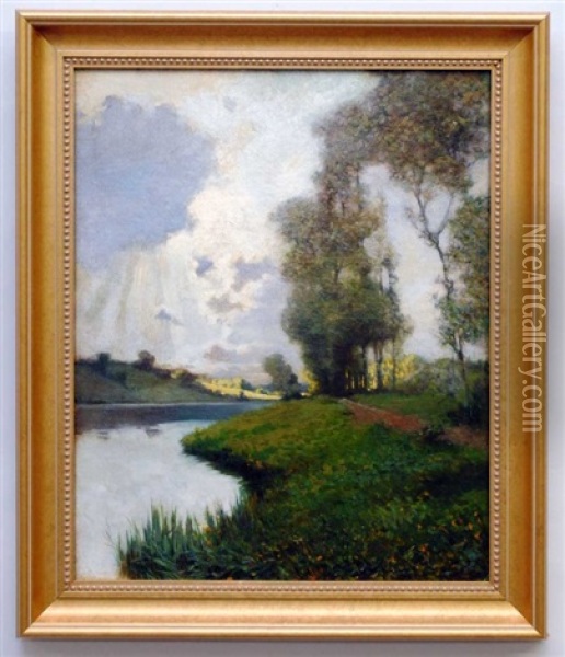 Along The River Oil Painting - George Ames Aldrich