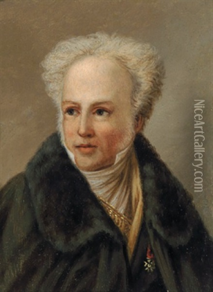 Bildnis Eines Alteren Herrn In Dunklem Mantel Mit Pelzkragen Oil Painting - Jean-Baptiste Isabey
