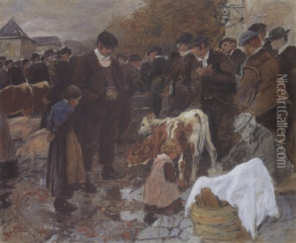 Tiroler Viehmarkt, Klausen Oil Painting - Alexander Max Koester