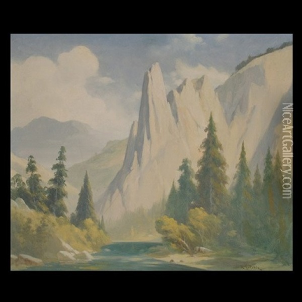 Mountain Landscape Oil Painting - Raymond Elder Noble