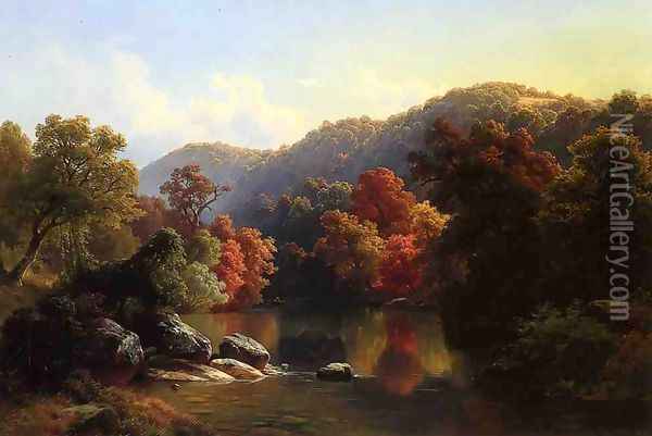 Autumn on the River Oil Painting - Gottlieb Daniel Paul Weber