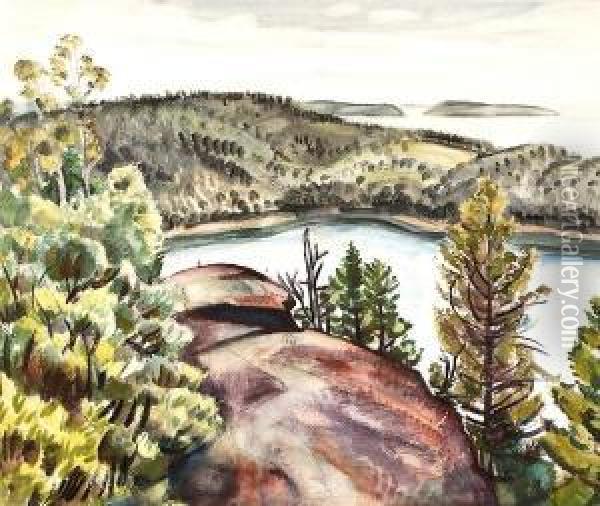 Looking Over Thepunchbowl: Stave Island Oil Painting - Carl Gordon Cutler