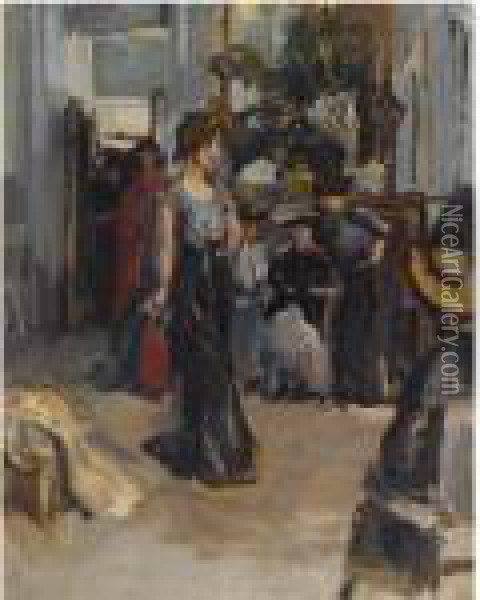 A Fashion Show For Clients At Hirsch, Amsterdam Oil Painting - Isaac Israels