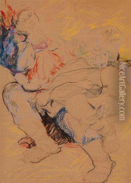 Couple Sleeping Oil Painting - Philippe Andreevitch Maliavine
