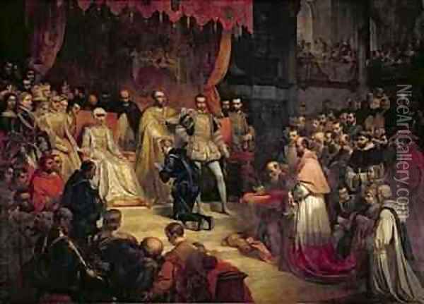 The Abdication of Charles V 1500-58 Oil Painting - Louis Gallait