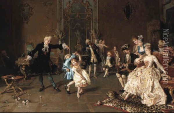 The Music Lesson Oil Painting - Giacomo Mantegazza