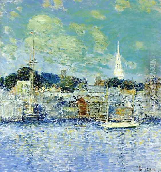 Newport Waterfront Oil Painting - Childe Hassam