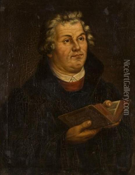 Bildnis Martin Luthers Mit Bibel Oil Painting - J. Fahl