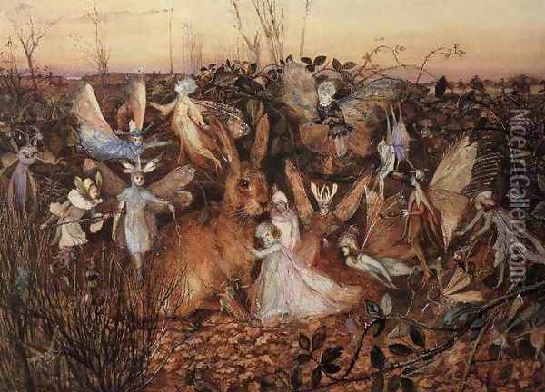 Rabbit Among the Fairies Oil Painting - John Anster Fitzgerald