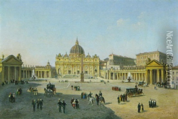 Der St. Petersplatz In Rom Oil Painting - Vincenzo Giovannini