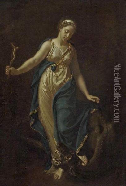 Saint Margaret and the dragon Oil Painting - Adriaen Van Der Werff