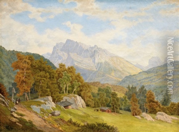 Alpska Krajina Oil Painting - Bedrich Wachsmann