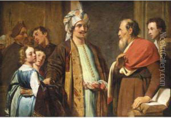 Elijah Refusing Gifts From Naaman(?) Oil Painting - Pieter de Grebber