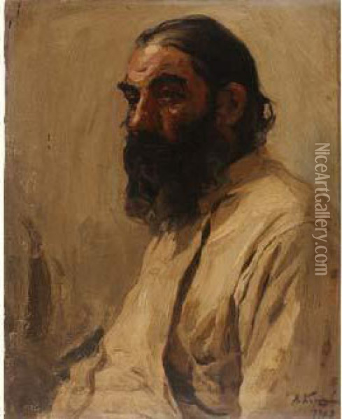 Portrait Of A Bearded Man Oil Painting - Alexei Michailovich Korine