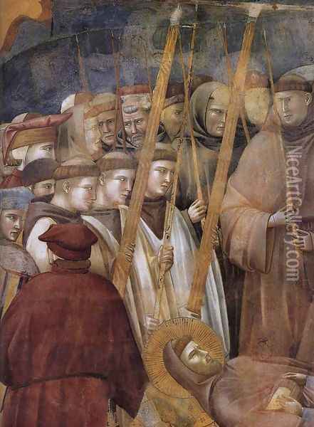 Legend of St Francis- 22. Verification of the Stigmata (detail 1) 1300 Oil Painting - Giotto Di Bondone