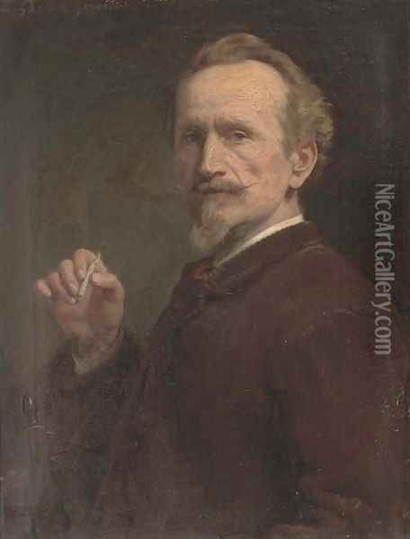 A Whiff, self-portrait of the artist Oil Painting - Ernest Gustave Girardot