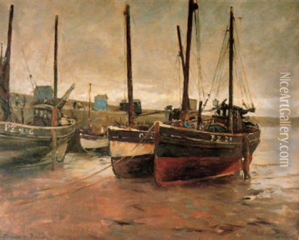 Boats At Anchor Oil Painting - Stanhope Forbes