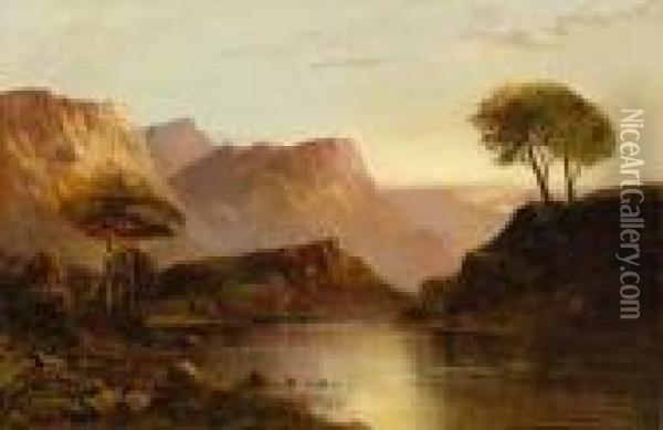 Oberlauf Des Hudson-river Bei Sonnenaufgang. Oil Painting - William Trost Richards