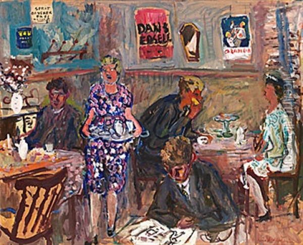 Cafe I Edsele Oil Painting - Eric C. Hallstroem