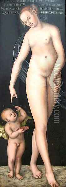 Venus with Cupid as a Honey Thief Oil Painting - Lucas The Elder Cranach