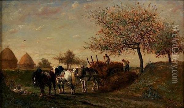La Fenaison Oil Painting - Jules Jacques Veyrassat