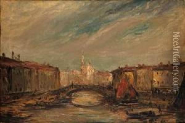 Vue De Venise Oil Painting - Jacques-Edouard Dufeu