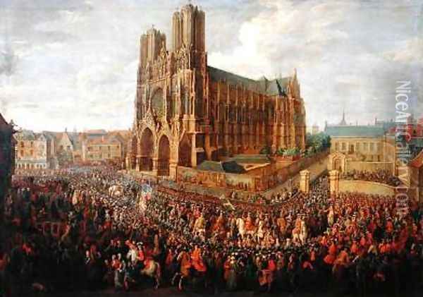 The procession of King Louis XV 1710-74 after his coronation 26th October 1722 1724 Oil Painting - Pierre-Denis Martin