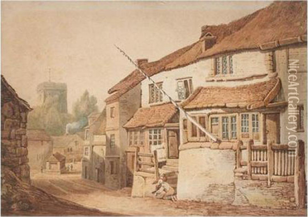 Street In Bray, Berkshire Oil Painting - Samuel Prout
