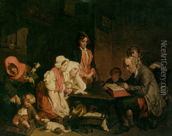 The Rent Collector Oil Painting - Jean Baptiste Greuze