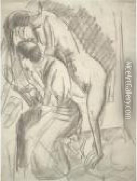 Zwei Frauen Bei Der Toilette (zwei Madchen Am Toilettentisch) Oil Painting - Ernst Ludwig Kirchner